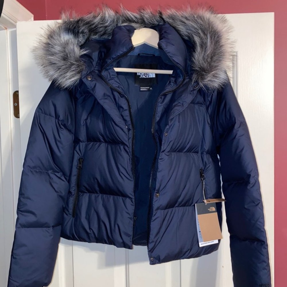 The North Face Down Crop Puffer Hooded Jacket NWT!